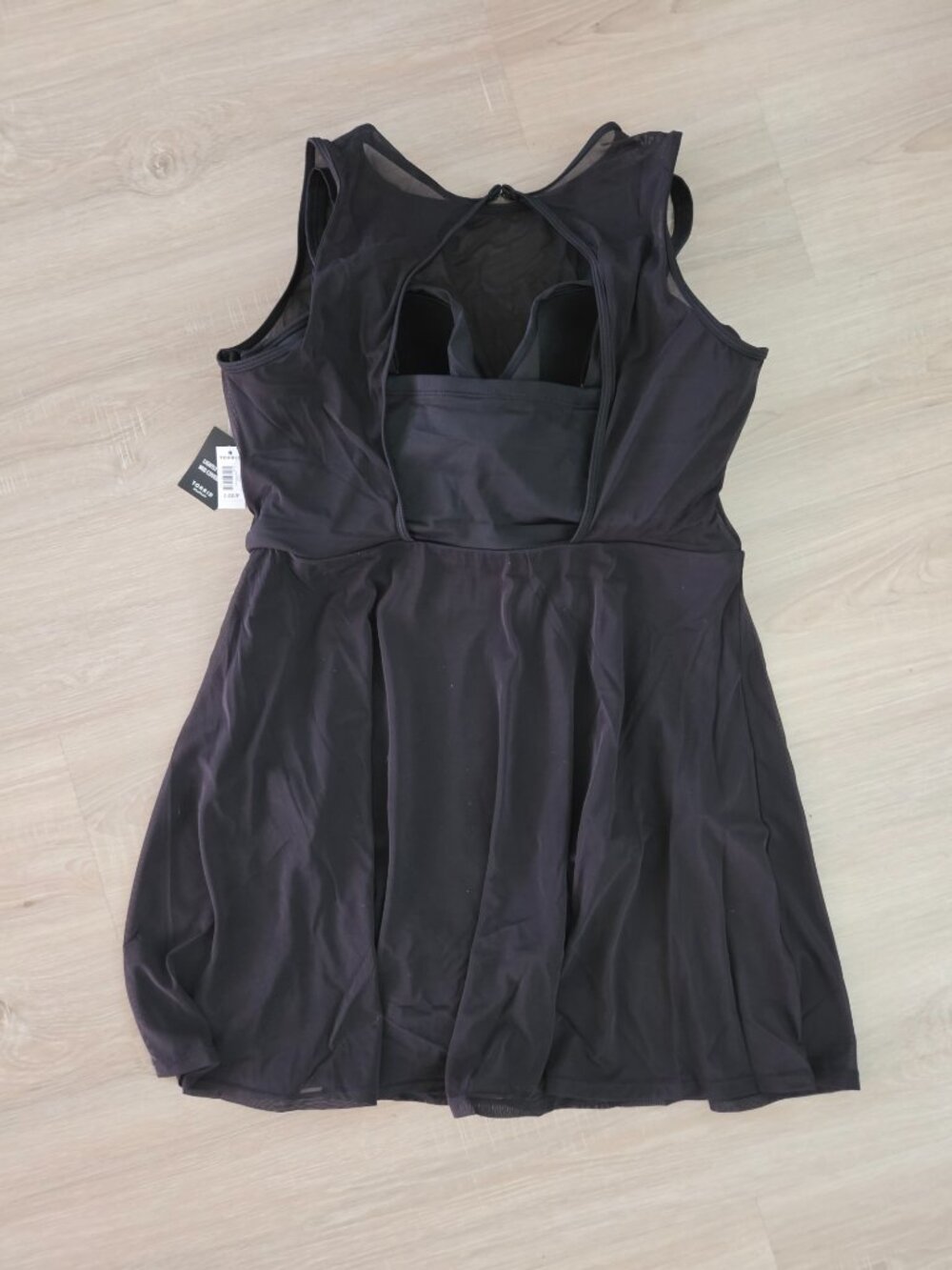 Torrid 2 Black Underwire Mesh Overlay One piece Keyhole Swim Dress NWT - Picture 7 of 7